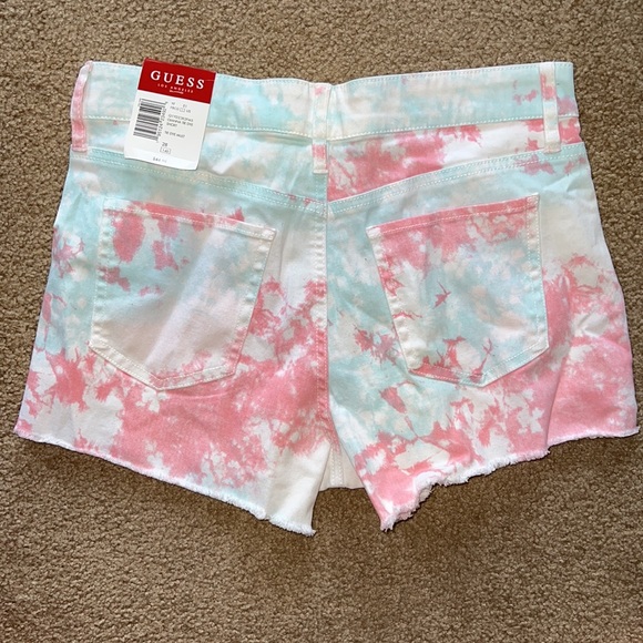 NWT Guess High Rise Waisted Tie Dye Stretch Denim Shorts - Picture 6 of 11